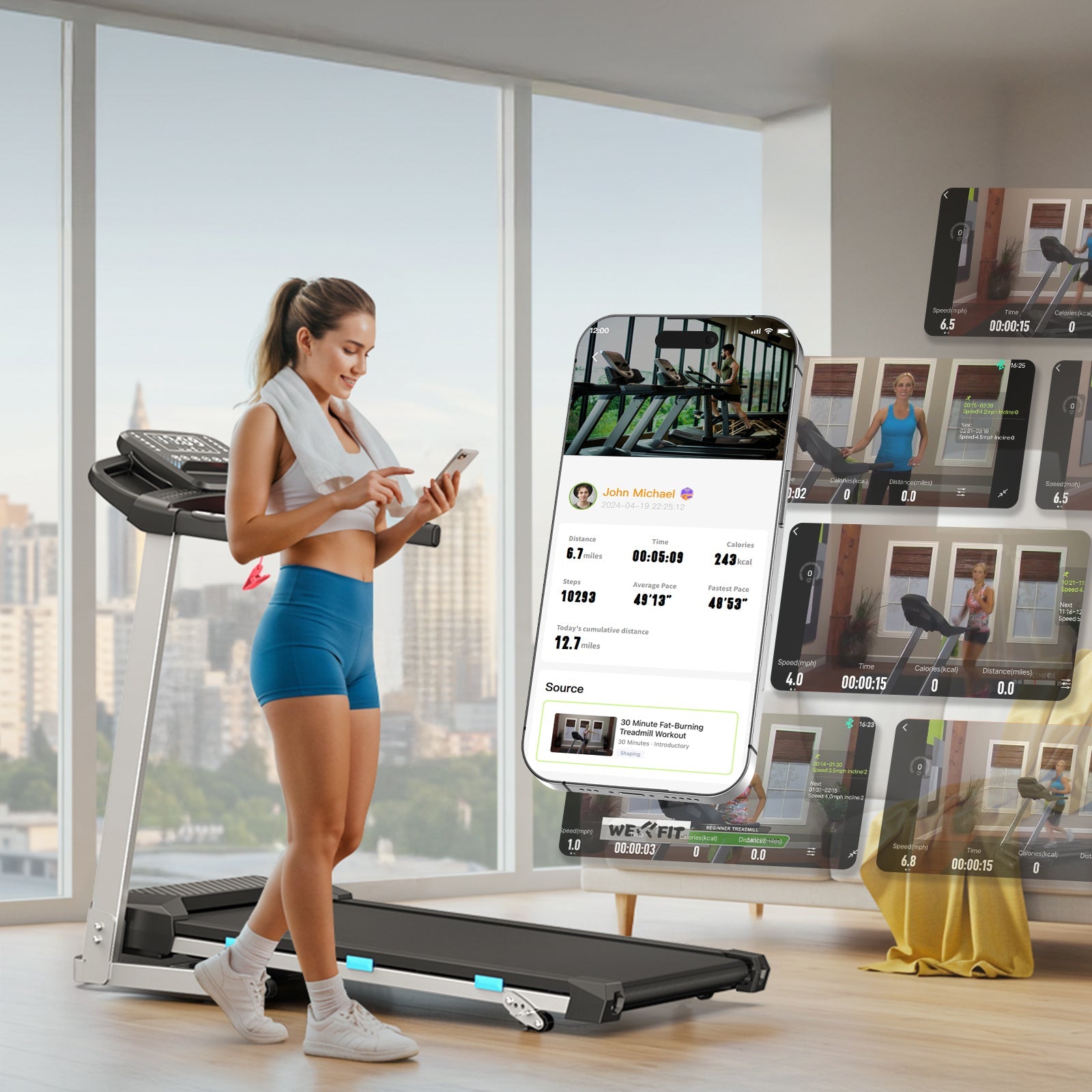 TM015 Foldable Incline Treadmill With Side Rails 180kg Capacity