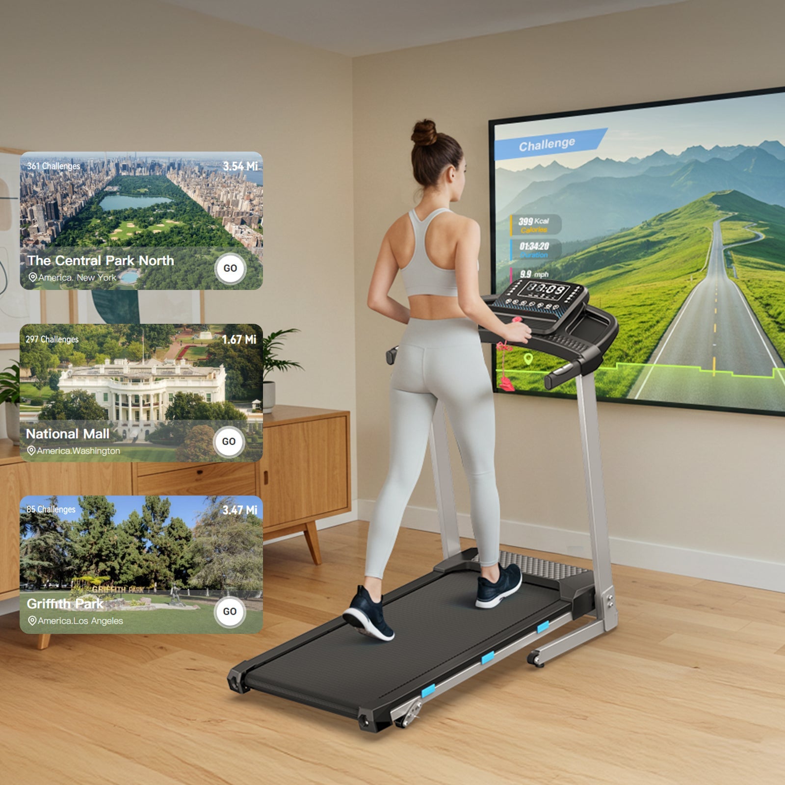 TM015 Foldable Incline Treadmill With Side Rails 180kg Capacity
