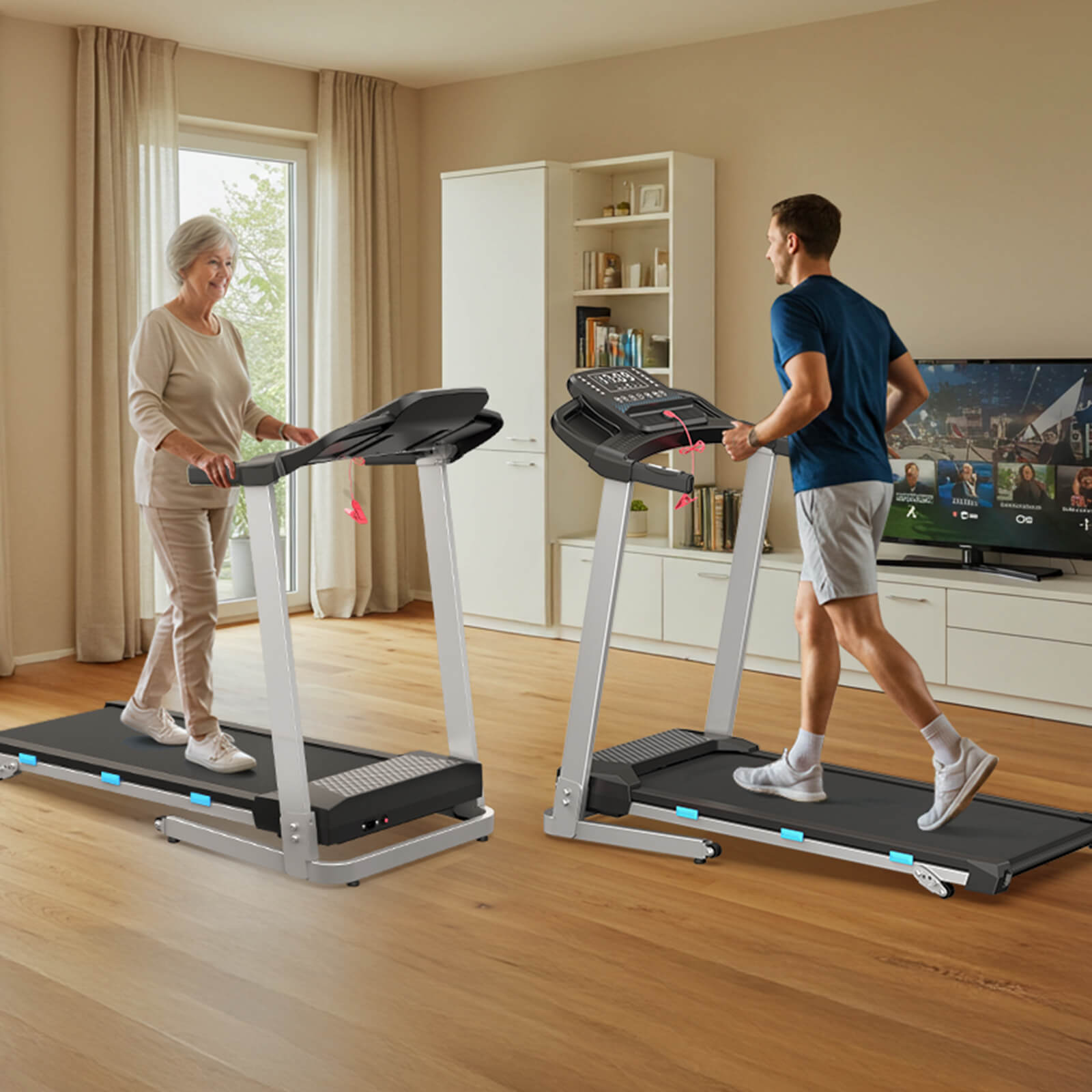 TM015 Foldable Incline Treadmill With Side Rails 180kg Capacity