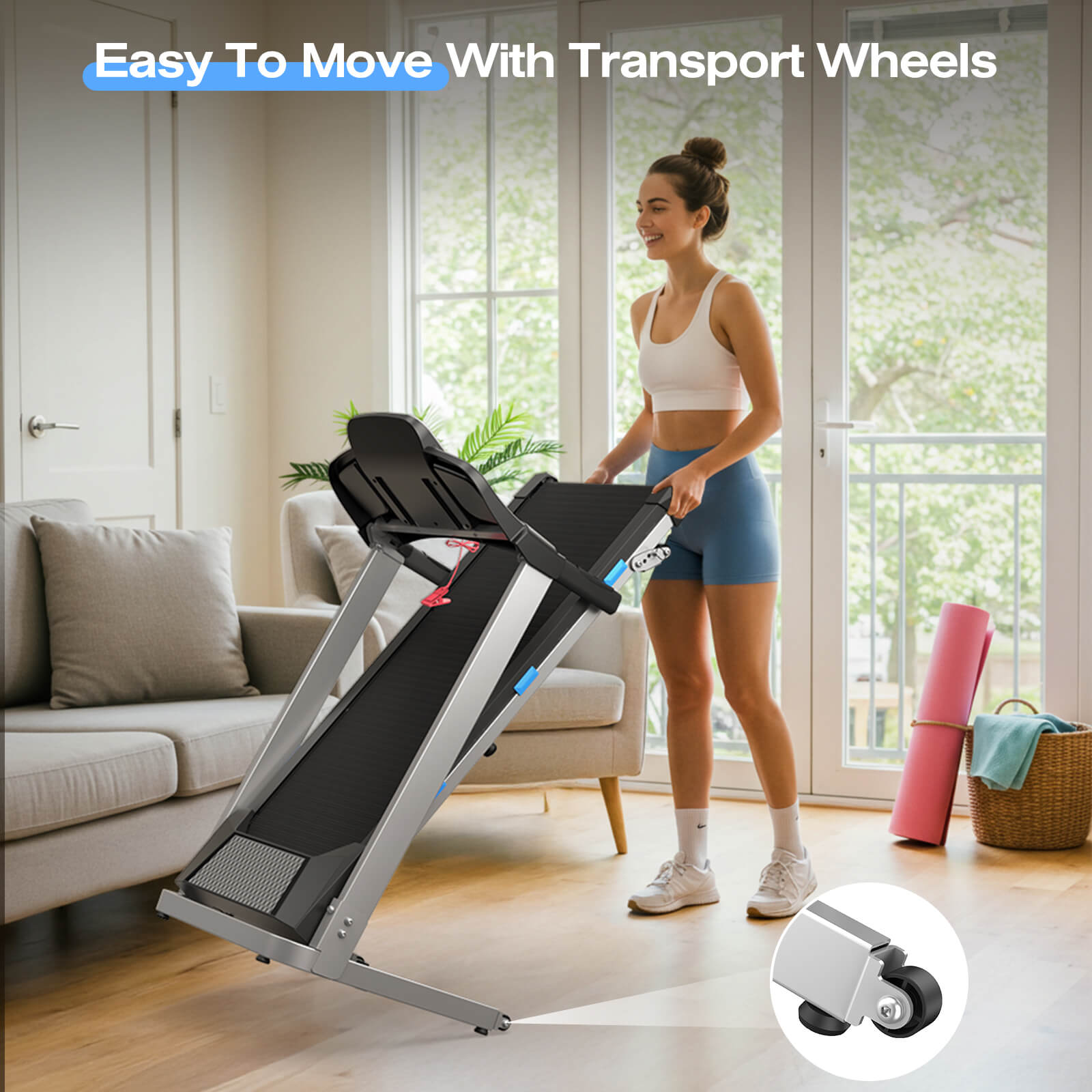 TM015 Foldable Incline Treadmill With Side Rails 180kg Capacity