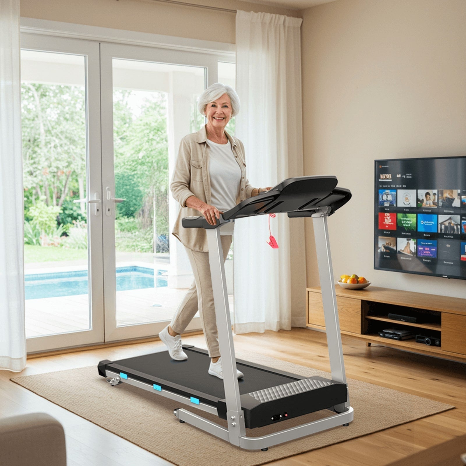 TM015 Foldable Incline Treadmill With Side Rails 180kg Capacity