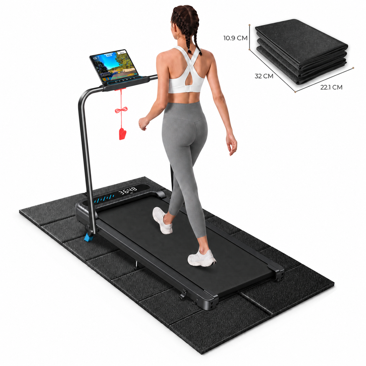 WELLFIT Foldable PVC, Higher Density Treadmill Mat