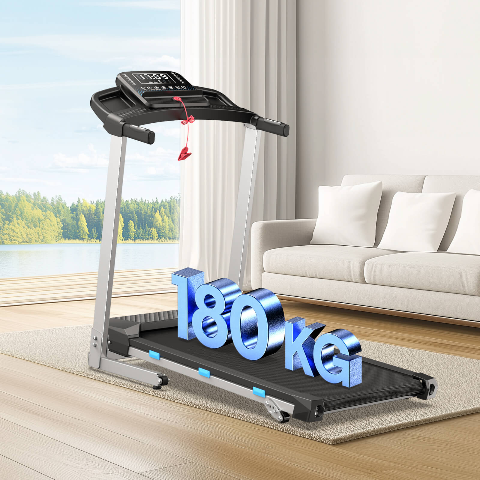 TM015 Foldable Incline Treadmill With Side Rails 180kg Capacity
