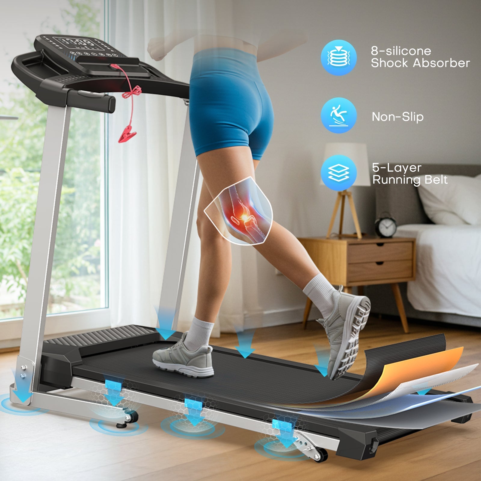 TM015 Foldable Incline Treadmill With Side Rails 180kg Capacity