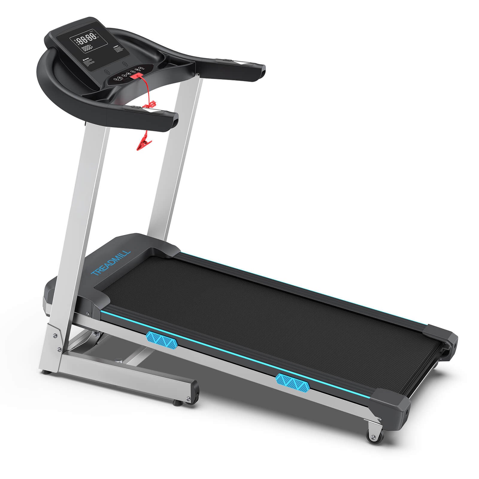 TM007 Foldable Auto 15% Incline Treadmill with 200kg capacity features a safety key and smooth running belt for secure home workouts.