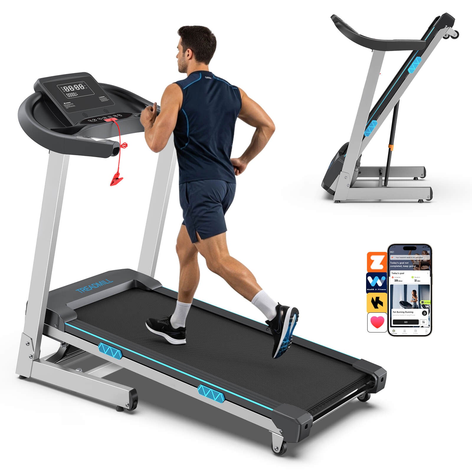 TM007 Foldable Auto 15% Incline Treadmill 200KG Capacity