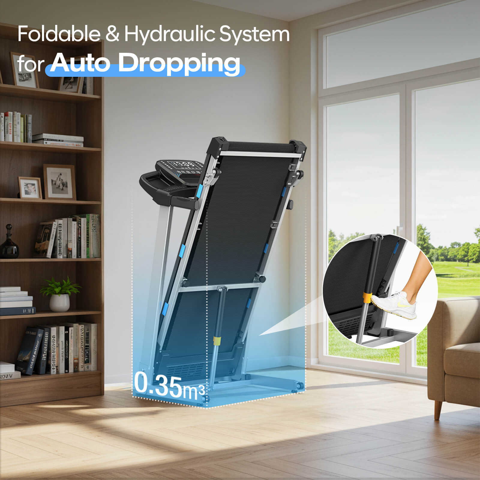 TM015 Foldable Incline Treadmill With Side Rails 180kg Capacity