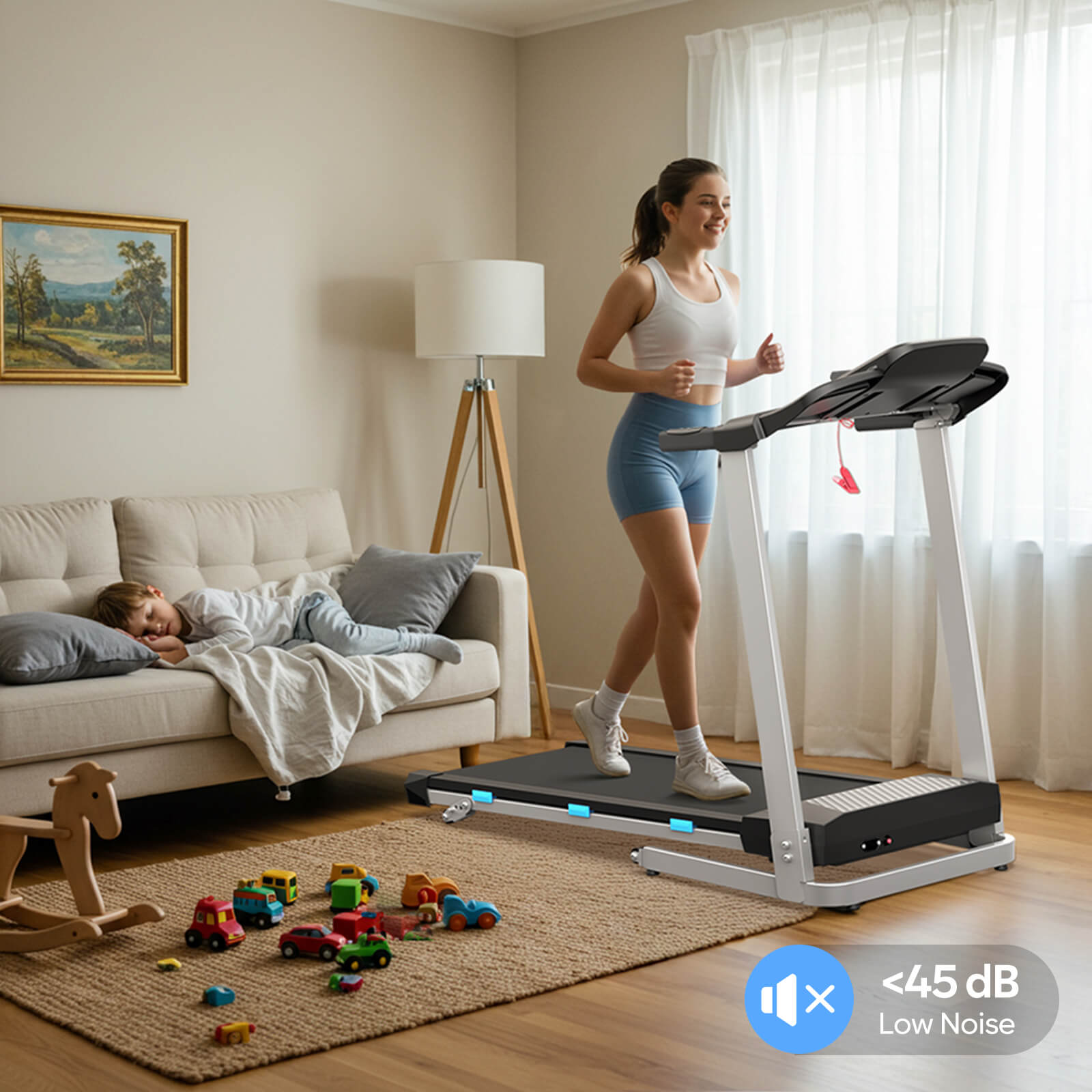 TM015 Foldable Incline Treadmill With Side Rails 180kg Capacity